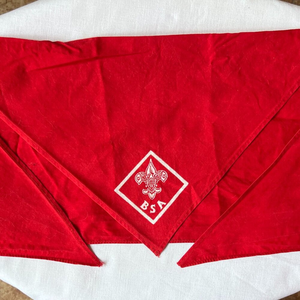 1960s Boy Scout Scarf Red with White Logo
